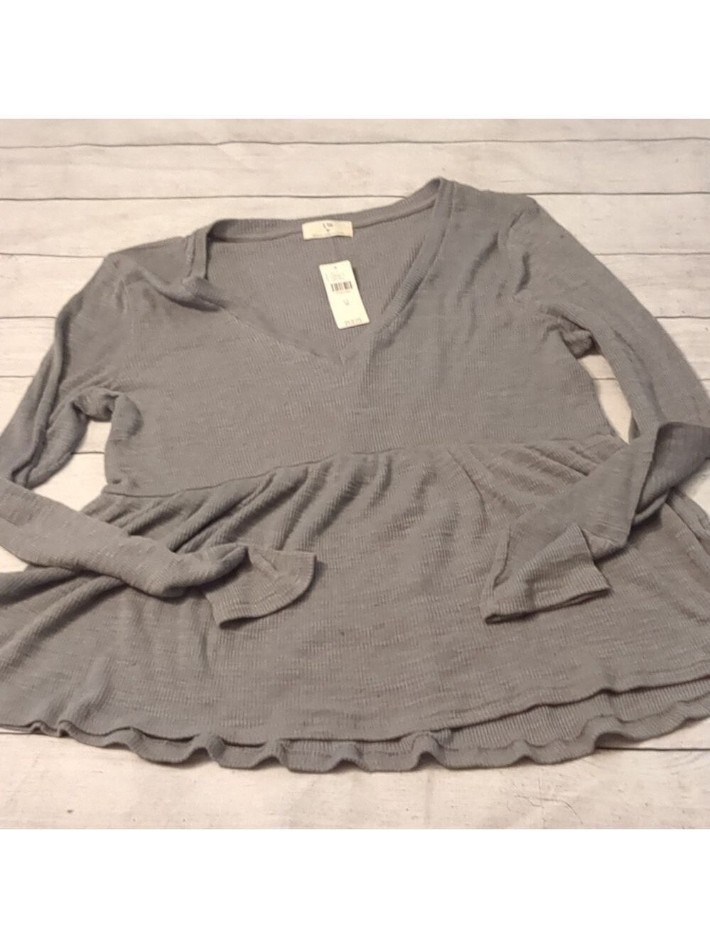 T.la x Anthropologie grey boho top size medium